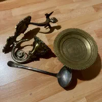 ظرف برنز و دیوارکوب برنز ملاقه سیلورپلیت ایتالیایی
