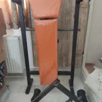 میز پرس تاشو + میله هالتر و ۳۵کیلو وزنه