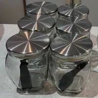 ۶ عدد شیشه در استیل و یک عدد خرد کن