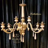 لوستر جدید 12 شعله سنگ و برنج اصل