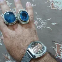 انگشتر کلکسیونی توپاز لندن و ساعت سیکو عتیقه