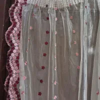 پرده حریر گلدار گلدوزی ترکیه‌ای