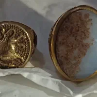 دو عدد انگشتر برنجی با نگین شجر دریایی