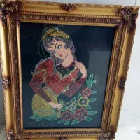 تابلو منجوق دوزی روی مخمل قدیمی
