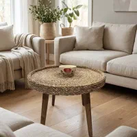 میز حصیری پایه چوبی