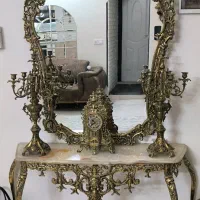 ست کامل آینه،شمعدان، ساعت و کنسول برنز (فوق‌سنگین)
