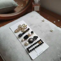 ست 5 عددی گیره موی مجلسی مدل مرواریدی و طرح گل