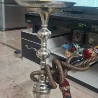 قلیان تنه برنجی با شلنگ چرم