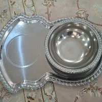 سینی و کاسه استیل سماور نو
