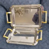 دوعددسینی دور نگین در حد نو دو عدد پرده آشپز