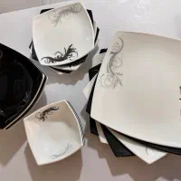 سرویس پلو خوری سفید مشکی