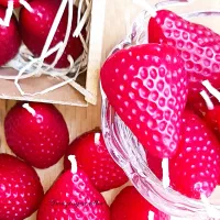 شمع دکوراتیو توت فرنگی و لیمو (دستساز)