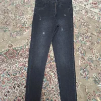 شلوار و لباس لی دخترانه خاکستری و آبی