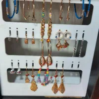 گوشواره میخی استیل نقره حلقه