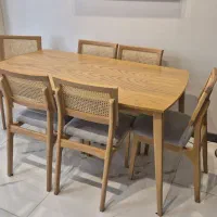 میز ناهارخوری ۶ نفره چوب راش پشت توری
