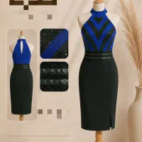 لباس مجلسی آبی کاربنی