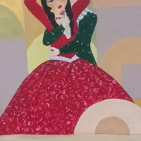 تابلو رنگ روغن زن و مرد قجری ۴۰×۵۰