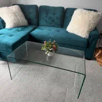 میز پذیرایی شیشه ای خم سوپر کلییر - ترند 2026