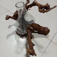 گلدان بلور و چوب