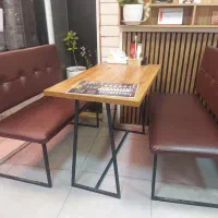 میز و صندلی نیمکت فلزی چرمی