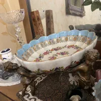 ظرف میوه خوری انتیک برنز وشکلات خوری کریستال چک