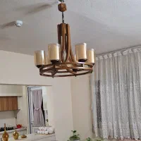 دو عدد لوستر چوبی شش شعله و تک شعله