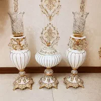 ست شکلات خوری و شمعدان طلایی سفید