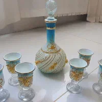 تنگ بلوری طرح دار با ۶ لیوان