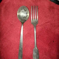 قاشق و چنگال نوربلین روکش نقره قاجار