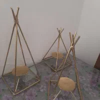 جاشمعی خمره ای فلزی طلایی رنگ ثابت