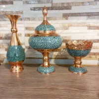 شکلات خوری،آجیل خوری،گلدان مس فیروزه