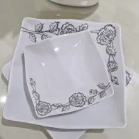 سرویس چینی ۱۲ نفره گل برجسته نقره ای