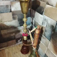 قلیان برنجی و چوبی