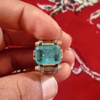 انگشتر نقره.ترمالین زمرد اکومارین