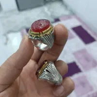 انگشتر عقیق خطی رکاب دستساز