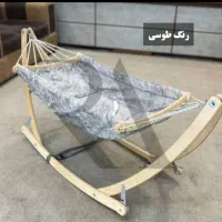 گهواره چوبی  مدل قایقی ب همراه پشه بند و ساک