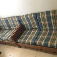 مبلمان4 نفره با تشک و پشتی قابل جدا شدن و بدنه چوب