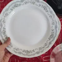 بشقاب قدیمی با گل طوسی چینی