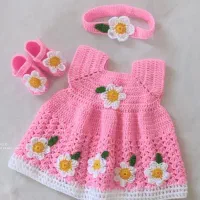 ست بافتنی نوزادی دخترانه