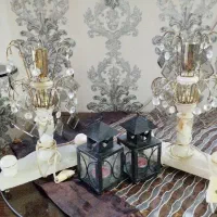 دو عدد جا شمعی فانتزی، و دو شمعدونی سنگ مرمر
