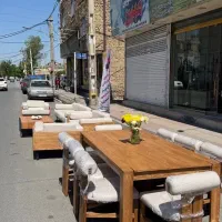 میز نهارخوری مدرن چوب طبیعی و فلزی