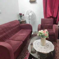 مبلمان راحتی تشک دوبل به همراه  عسلی و میز وسط
