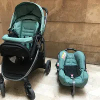 کالسکه و کریر Graco بسیار تمیز، همراه کاور باران
