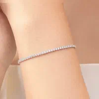 دستبند نقره تنیسی خارجی با روکش طلا سفید
