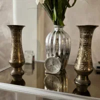 گلدان برنجی قلم کاری