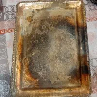 سینی برنجی ابکاری طلا قدیمی،نزدیک ۲ کیلو
