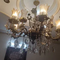 لوستر برنز بزرگ ۶شاخه ۱۲لاله درحدنو