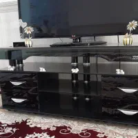 میز تلویزیون شیشه ای سالم در حد نو