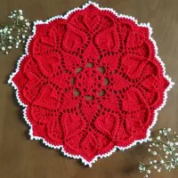رومیزی قلاب بافی طرح قلب