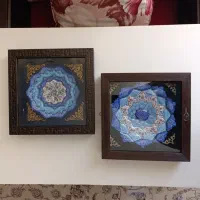 قاب ظرف مسی مینا کاری دو عدد میناکاری